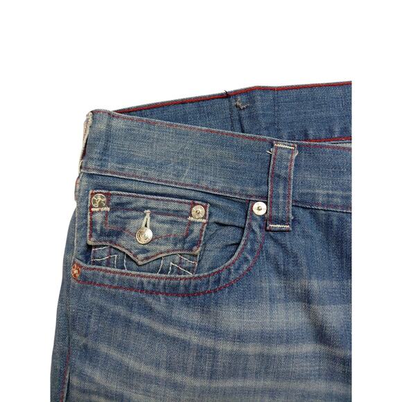 True Religion World Tour Straight Leg Jeans Embroidered Pockets 40x30 - Picture 7 of 14